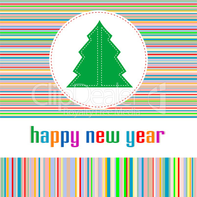 happy new year greeting card with christmas tree