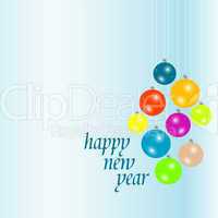 Happy new year blue elegant background with christmas balls