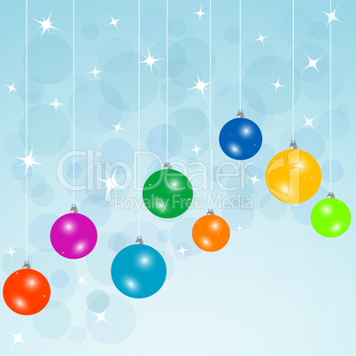 blue card with christmas balls