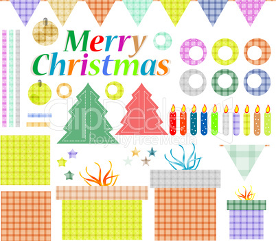 Set of christmas elements, labels, frames, badge, stickers