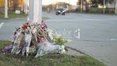 Flowers Mark Traffic Accident Death