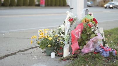 Flowers For Roadside Memorial Marker