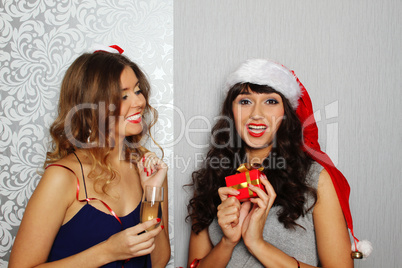 Girlfriends at christmas party Girlfriends at christmas party