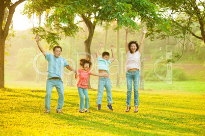 Joyful Asian family