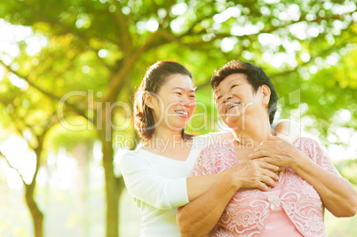 Senior mother and daughter