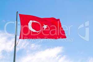 Turkish Flag Flapping In The Wind