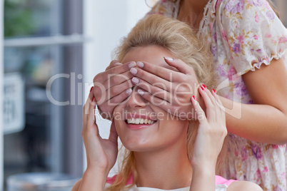 two beautiful young girls in pavement cafe