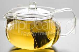 Glass tea pot with tea bag