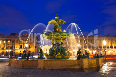 Fountain in Paris at Night