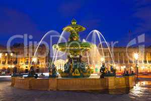 Fountain in Paris at Night