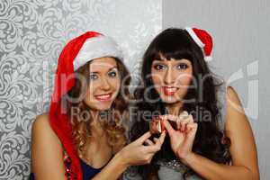 Girlfriends at christmas party