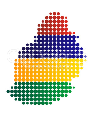 Karte und Fahne von Mauritius