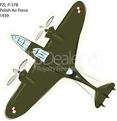 PZL P-37B WW2 Combat Plane