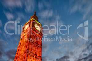 Lights of Big Ben Tower in London