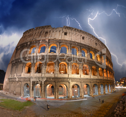 Beautiful dramatic sky over Colosseum in Rome