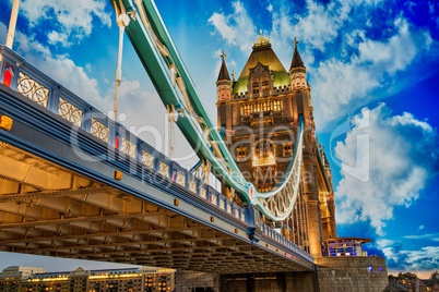 Beautiful lights of Tower Bridge in London