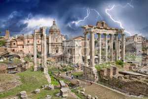 Beautiful view of Imperial Forum in Rome