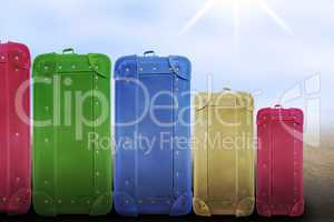 Several suitcases in the rank and file