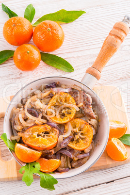 Liver with onion-orange sauce