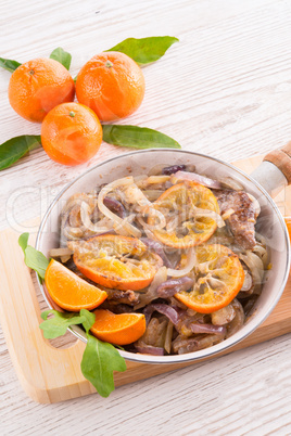 Liver with onion-orange sauce