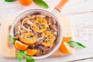 Liver with onion-orange sauce