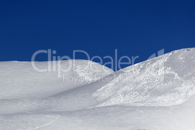 Trace of avalanche on off-piste slope