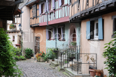 France, Alsace, picturesque old house in Eguisheim