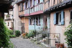 France, Alsace, picturesque old house in Eguisheim