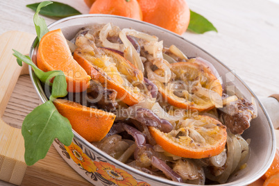 Liver with onion-orange sauce