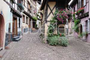 France, Alsace, picturesque old house in Eguisheim