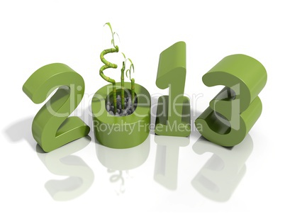 New year 2013 in green numbers with bamboo