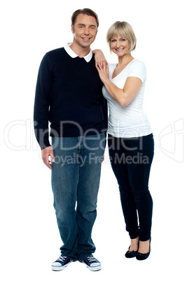 Casual portrait of trendy middle aged love couple