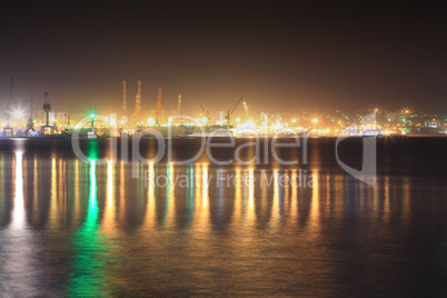 seaport at night