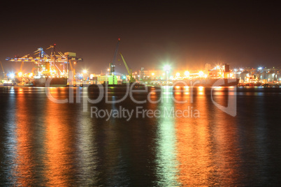 seaport at night