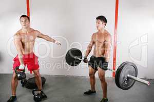 group with dumbbell weight training equipment on sport gym
