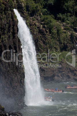 dinghy under the iguazu waterfalls