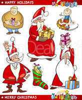 Santa and Christmas Themes Cartoon Set