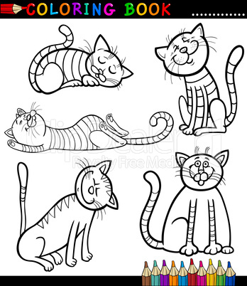 Cartoon Cats or Kittens for Coloring Book