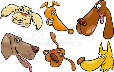 Cartoon happy dogs heads set