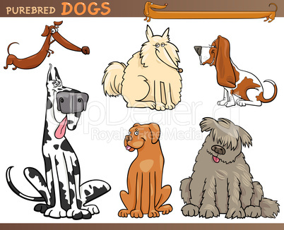 Dog breeds cartoon set