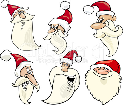 happy santa claus cartoon faces icons set