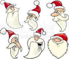 happy santa claus cartoon faces icons set