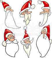 funny santa claus cartoon faces icons set