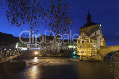 alte Rathaus in Bamberg, Deutschland in der Nacht