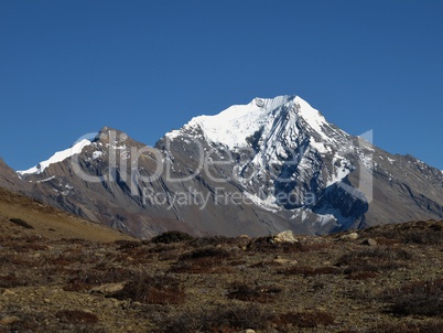 Snowcapped Pisang Peak, Nepal
