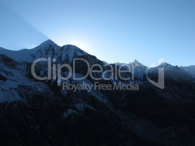 Last Sunbeams Over The Annapurna Range