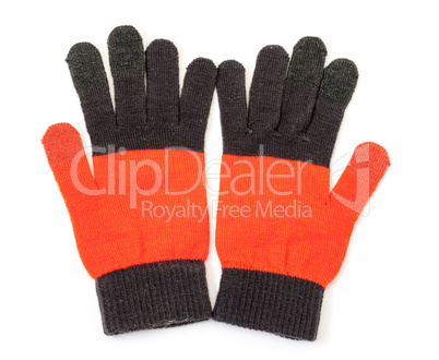 Red-black knitted gloves