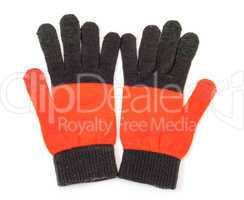 Red-black knitted gloves
