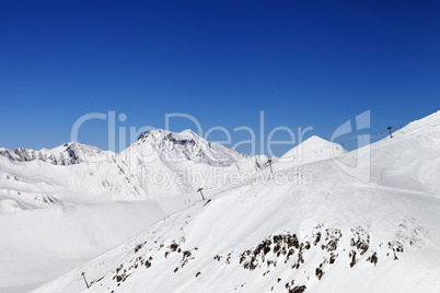 Ski slope and ropeway. Caucasus Mountains, Georgia.