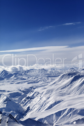 Top view of snowy mountains